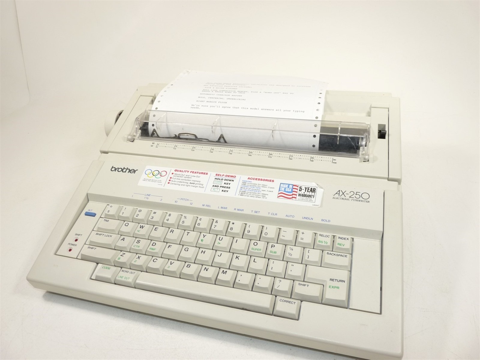 Buy Brother Ax-250 Electronic Typewriter With Original Sticker Tested  Working online | eBay