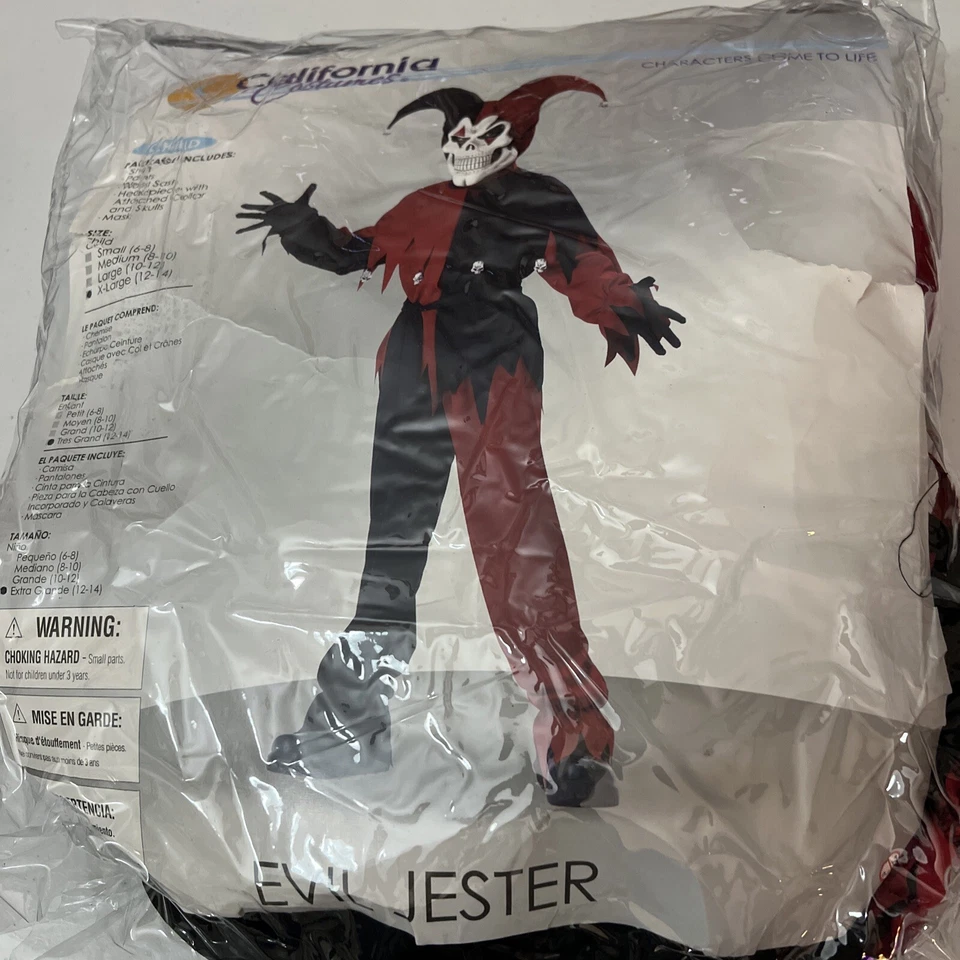 Disfraz California Bufón Malvado Niño Niños Esqueleto Calavera Disfraz Talla XLarge Foto 3 de 3