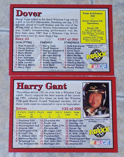 (2) 1992 Maxx #33 & #287 HARRY GANT NASCAR Racing Cards Skoal Bandit Oldmsmobil - Picture 2 of 2