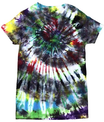 Custom Handmade Tie Dye T-Shirt, Psychedelic Fan Scrunch Tee - Adult Small Sm S