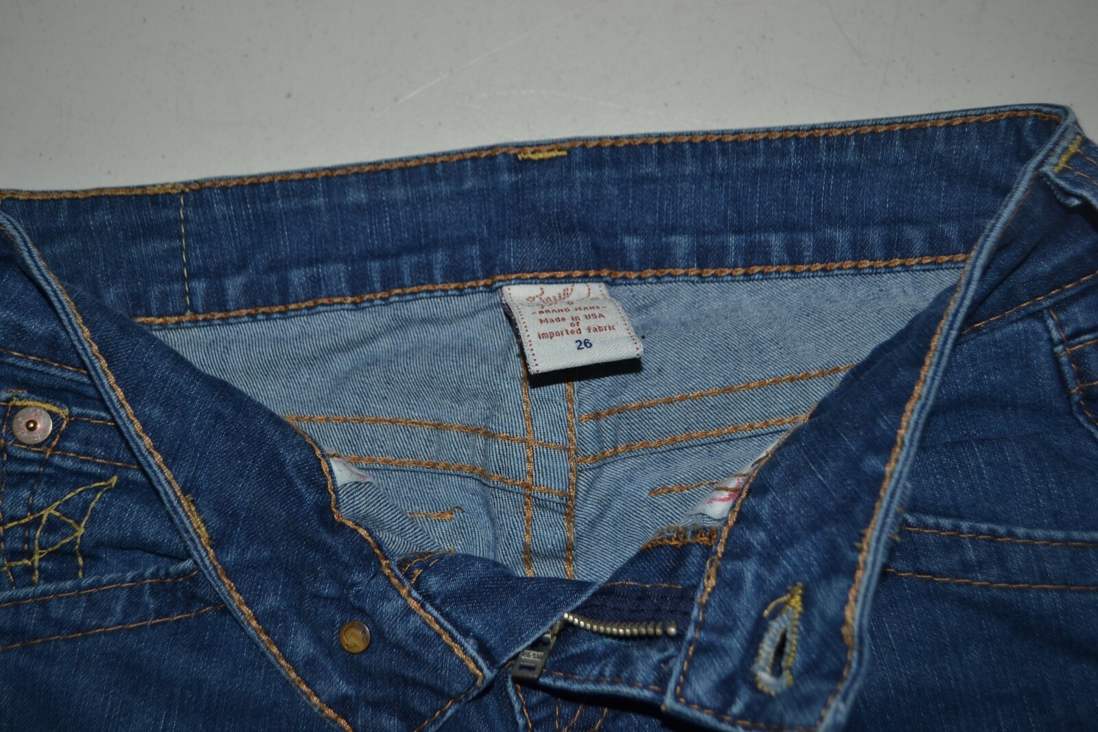 True Religion Women's Joey Flap Pocket Blue Denim Jeans Sz 26x31 thumbnail 8