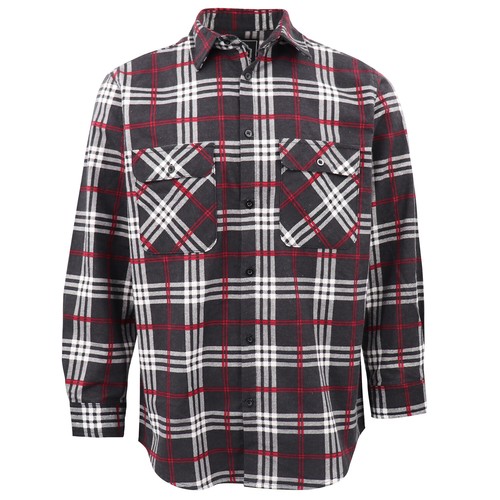 Men's 100% Cotton Flannelette Shirt Long Sleeve Plaid Check Flannel w Pockets - Picture 44 of 86