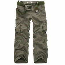 Mens Army Cargo Combat Military Trousers Pants Slacks Multi Pockets Casual Work