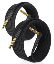 6.35Mm TRS Instrument Cable 20FT 2-Pack,Right Angle 90 Degree 1/4 Inch Male Jack