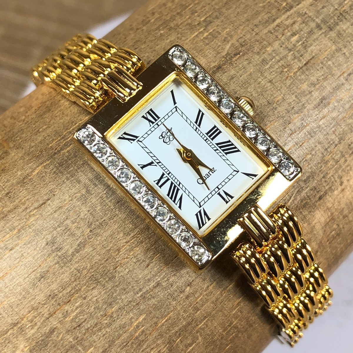 Elizabeth Taylor Mother of Pearl Pave Bezel Gold Watch Vintage Elizabeth Taylor Goldtone Rhinestone Quartz Watch - Etsy main image 3