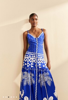 Farm Rio Blue Mixed Ondina Midi Dress XL NWT | eBay