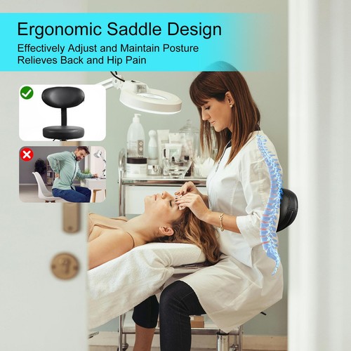 22" Ergonomic Saddle Stool Hydraulic Swivel Rolling Saddle Chair with Backrest - Picture 12 of 14