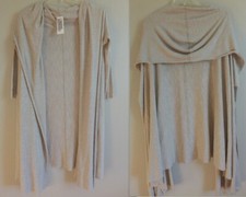 FREE PEOPLE Size S Slub Knit Shawl Collar Open Front Duster Cardigan Made USA