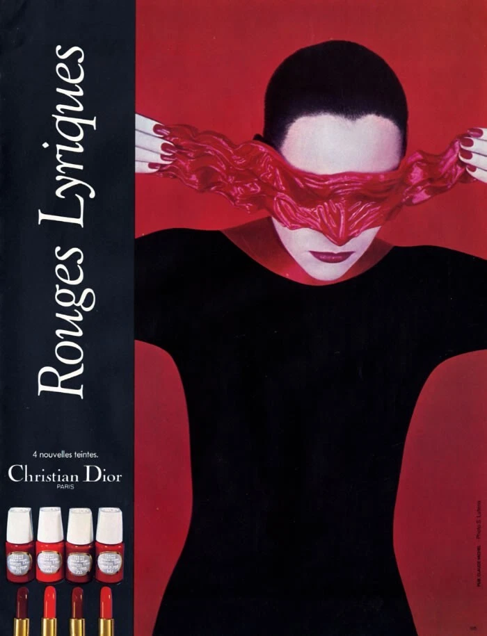 1980 Dior rouges lyriques Serge Lutens maquillage vintage 1 page MAGAZINE AD