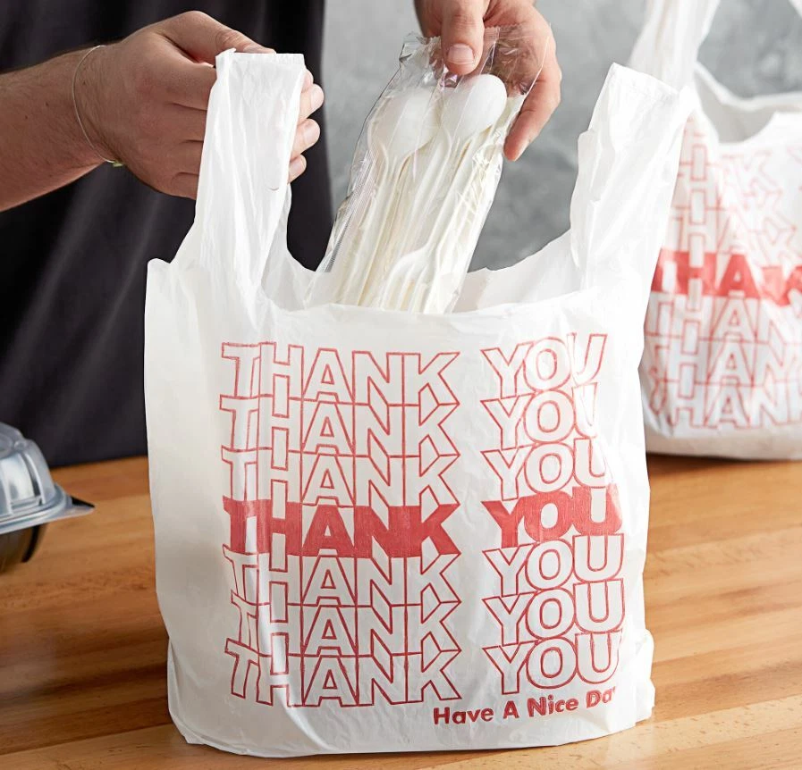 THANK YOU To Go Bags 22" x 12" x 6 1/2" White Plastic  Shopping Bags 1/6 Bags