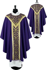 Purple CHASUBLE with burse , maniple and chalice veil