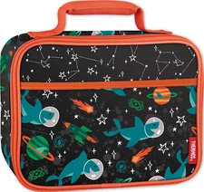 Thermos Kid's Soft Lunch Box With Easy-Clean Plastic Liner, Shark Space Party