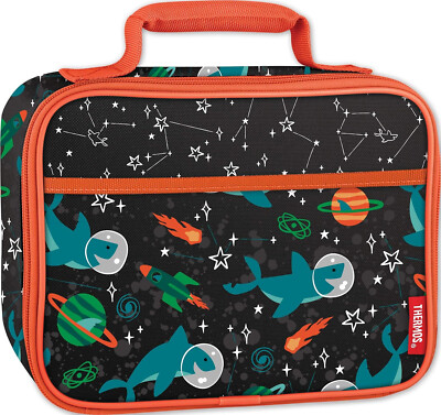 Thermos Kid's Soft Lunch Box With Easy-Clean Plastic Liner, Shark Space Party
