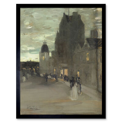 Guthrie Street Oban Night Schottland grau Gemälde Kunstdruck gerahmt 12x16
