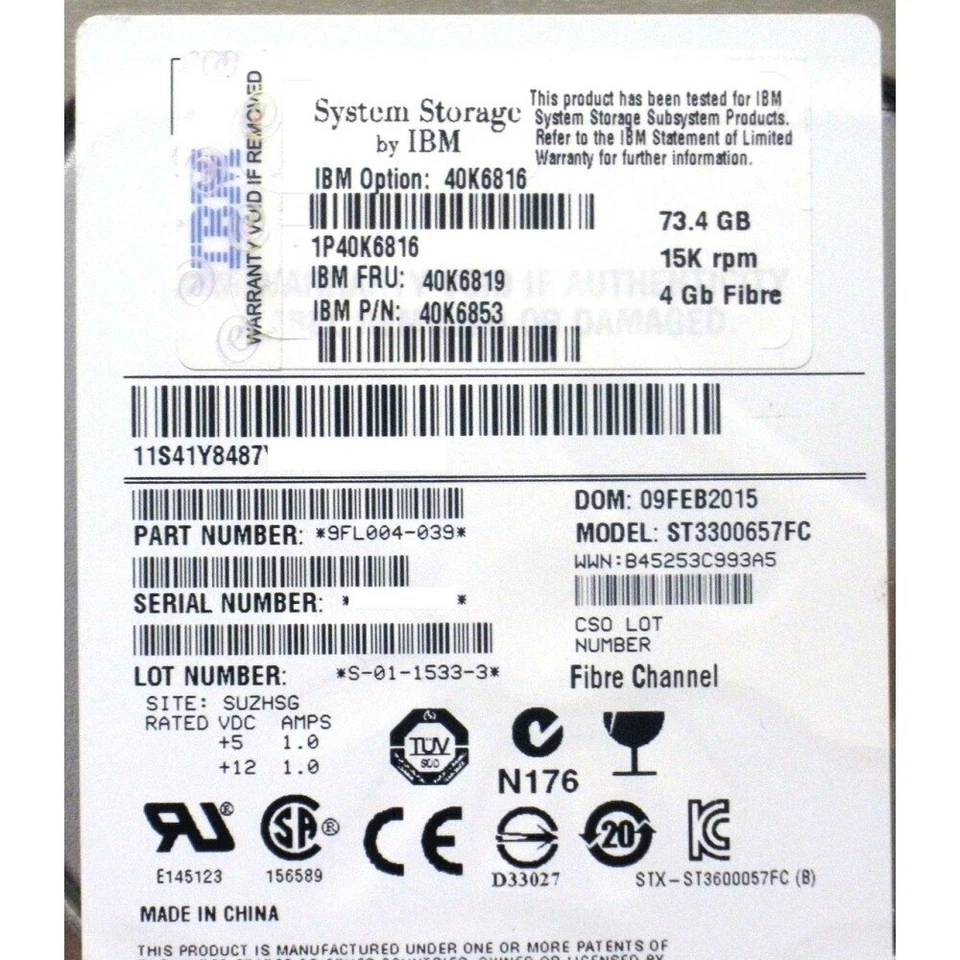 IBM 40K6816 Hard Drive 5413 FC 3.5in - Image 3 of 4