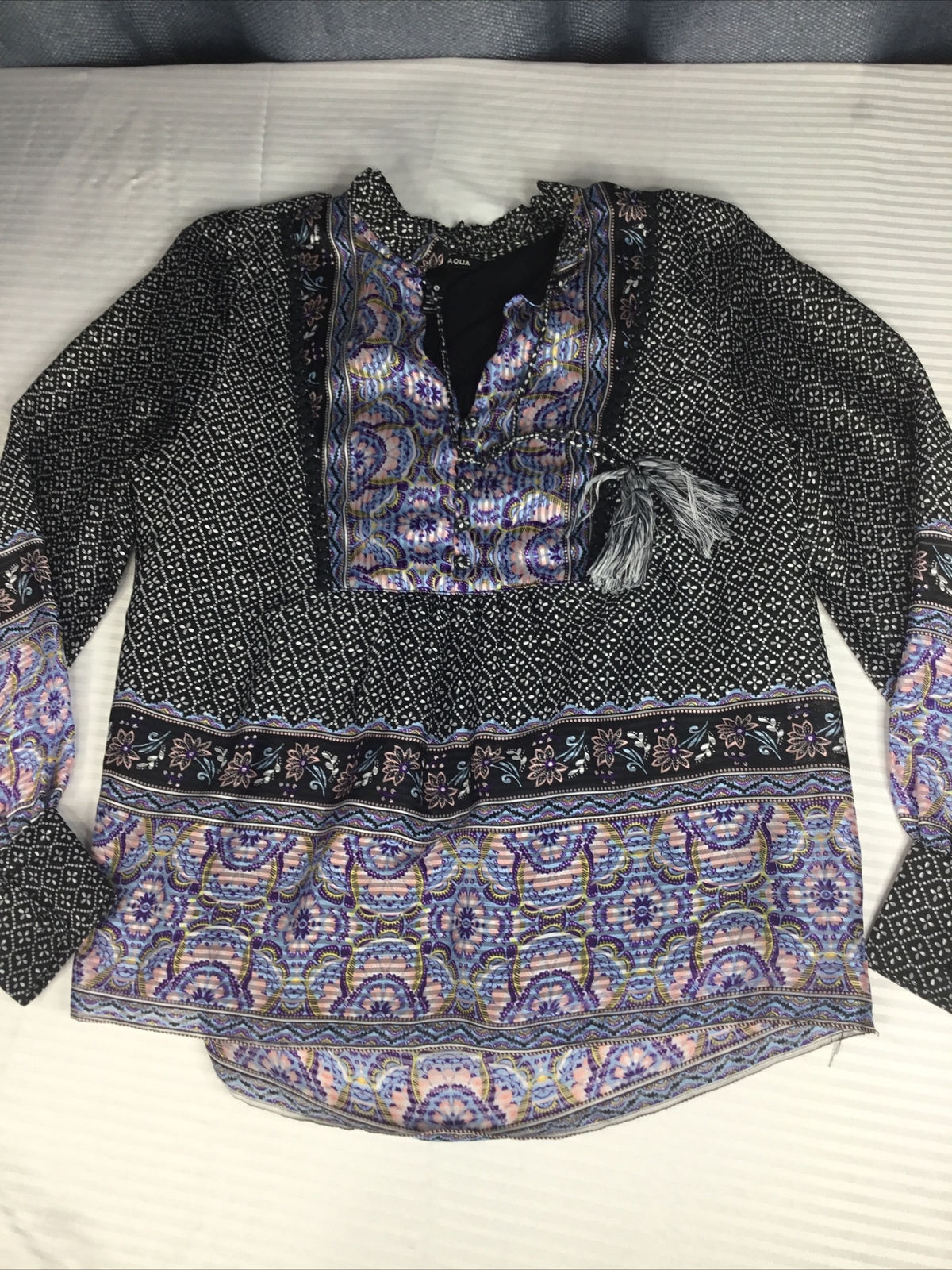 AQUA Multi Women’s Mixed Media Patterned Long Sle… - image 12