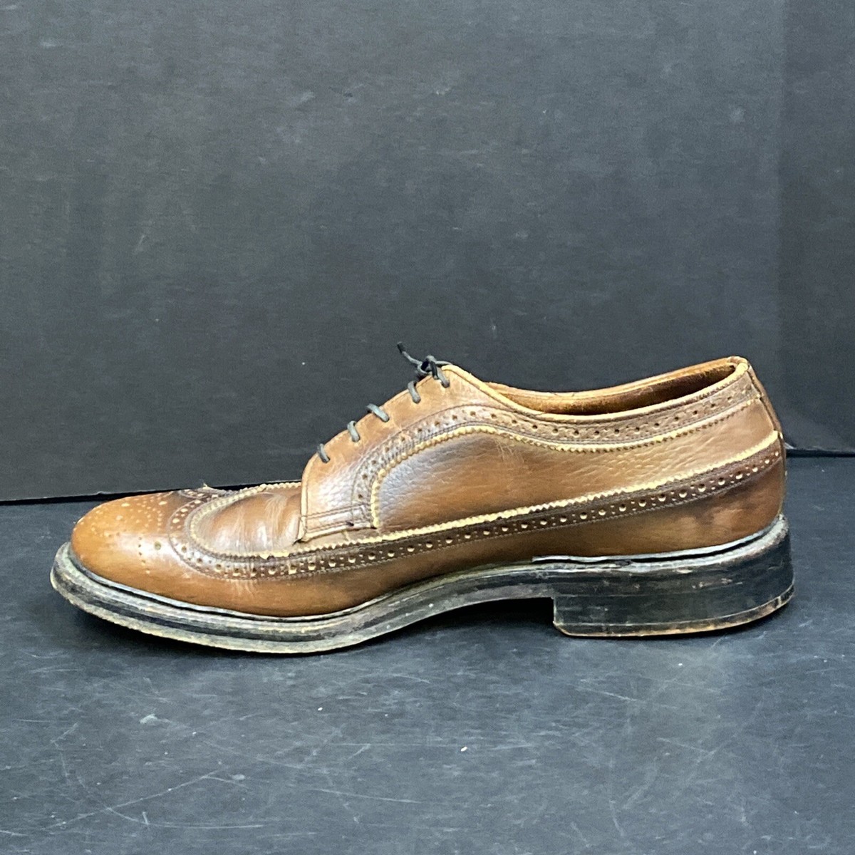 靴 50s crosby square brown U wing tip Vintage Crosby Square Brown Leather Longwing Wing Tip Dress