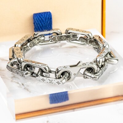 LOUIS VUITTON Monogram Chain Bracelet M00309 Size:L W/Box