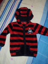 niedliche Fleecejacke in Gr.86/92 von Lupilu für Jungen rot/dunkelblau gestreift
