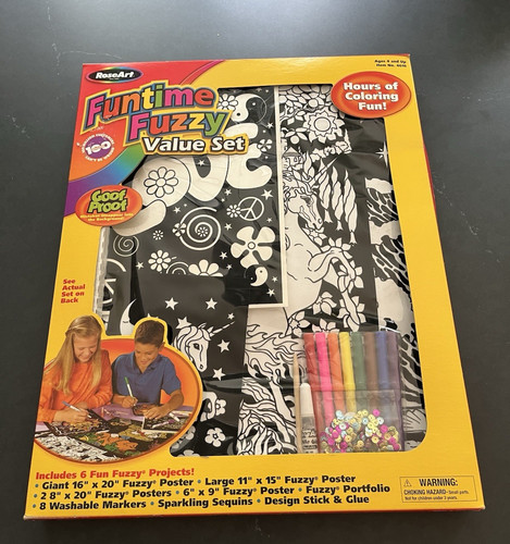 RoseArt Fuzzy Poster Velvet Color-Me Poster Craft Set 5 Posters 2000's Unused