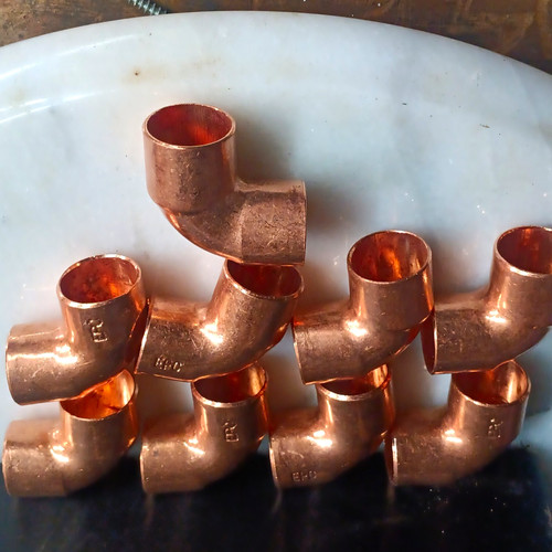 Copper 90 Degree Elbow Fitting Lot, CxC Sweat x Sweat, No Stop