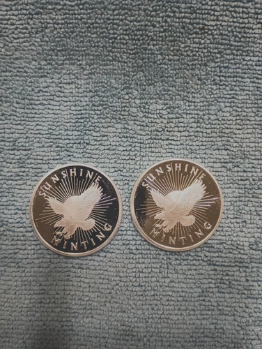 2-Sunshine Silver Eagle Rounds .999 Fine Silver 1 Troy oz. Brilliant Mint State