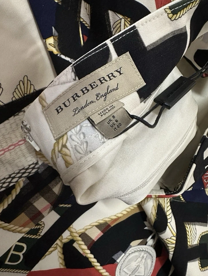 BURBERRY Graffiti Archivo Bufanda Panel Estampado Lana Mini Falda Talla 8 EE. UU. Nuevo Foto 4 de 4