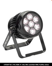 LED PAR Akku-Scheinwerfer Litecraft BX.7 IP65, RGBW, 10°, LumenRadio CRMX, DMX