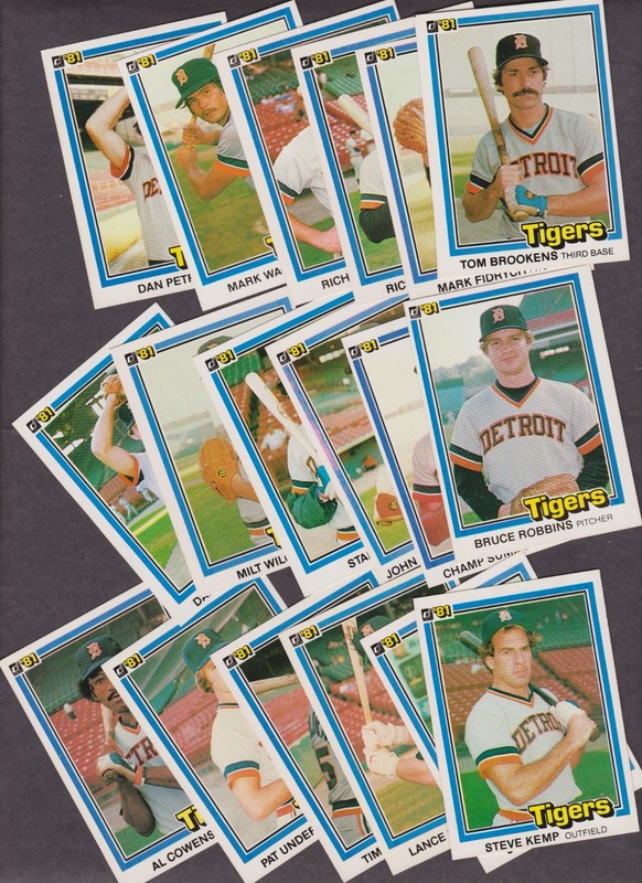 1981 Donruss Baseball Card Lot of 18 Different Detroit Tigers NM Avg Vintage
