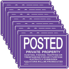 8 Pcs Posted No Trespassing Signs Private Property 10 X 7 Inch Metal No Hunting