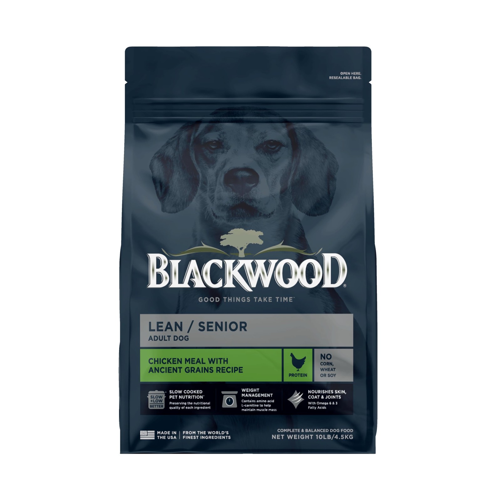 Blackwood Lean/Senior Dry Dog Food, Chicken & Ancient Grains, 10 lb Bag