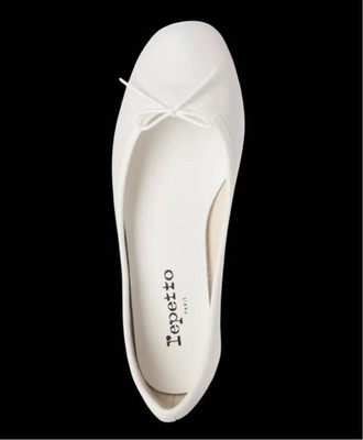 Repetto Camille White Patent Leather Square Toe Ballerina Heels