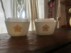 Vintage Pair Pyrex Butterfly Gold Refrigerator Dishes 501-B 1.5 Cup Set Of 2