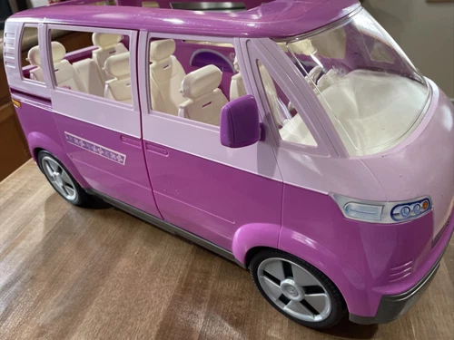 BARBIE VOLKSWAGEN MICRO BUS pink van vintage VW HORN WORKS Mattel 2002