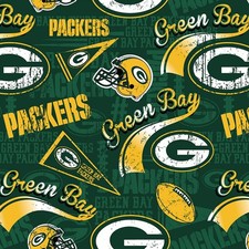 Almost 1 1/2 Yards NFL Team Green Bay Packers Pendant Logo Cotton Fabric 14837-D