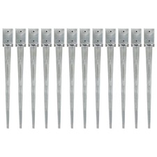 6x Picchetti di Terra Argento 7x7x90 cm Acciaio Zincato Staffe Paletti vidaXL