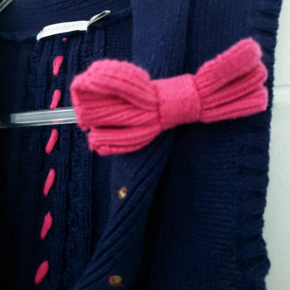 Cárdigan Suéter Deux Par Deux Niñas Rosa Azul Marino Talla 10 Niñas Mezcla Angora Foto 2 de 4