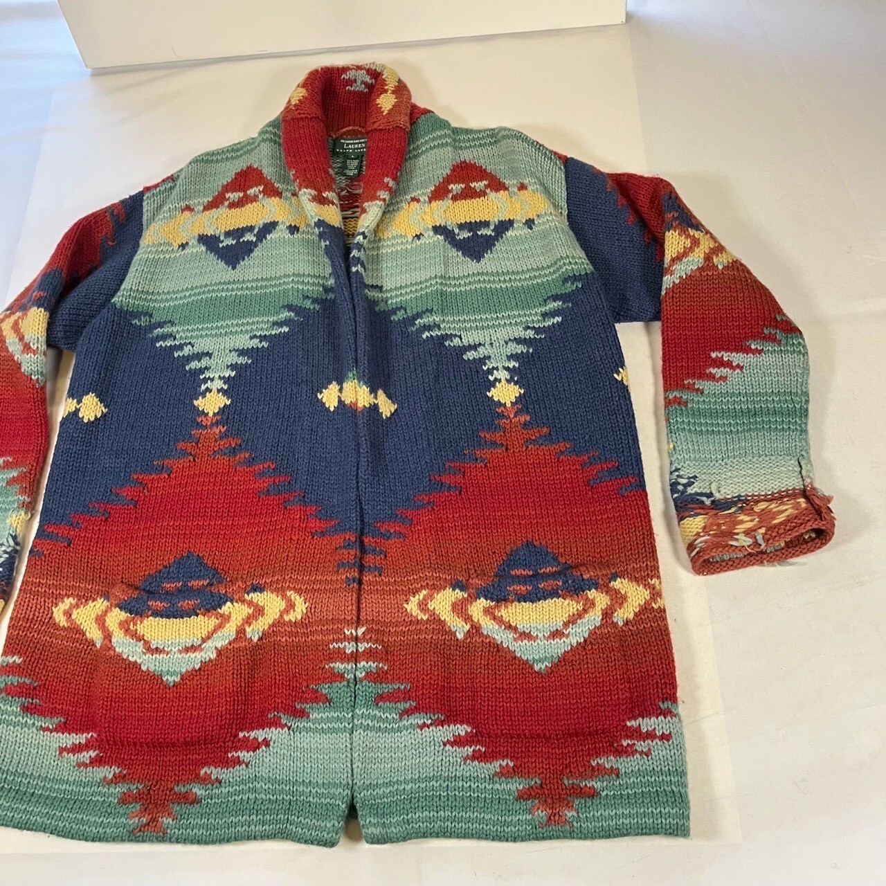 Polo Country Aztec Cardigan Ralph Lauren Sweater Vintage Southwestern Navajo 90s image 8