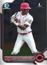 2022 Bowman  Justice Thompson BCP-59 Chrome 1st Reds [add’l $1 cards, 5¢ ship]