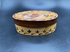 Vintage Wood Shaker Box Hand Painted Floral Signed Sue Peterman 1982 Small
