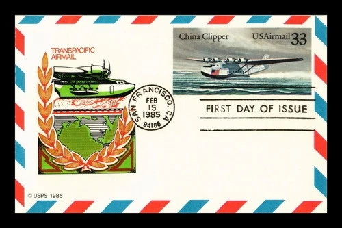 DR JIM STAMPS US FIRST DAY CARD CHINA CLIPPER 33C AIR MAIL HF CACHET
