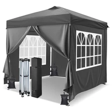 10x10 Pop Up Canopy Tent with 4 Sidewalls & Sandbags, Outdoor Pop Up Gazebo, ...