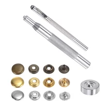 30 Sets Snap Fasteners Kit 12mm Metal with Tool 3 Colors