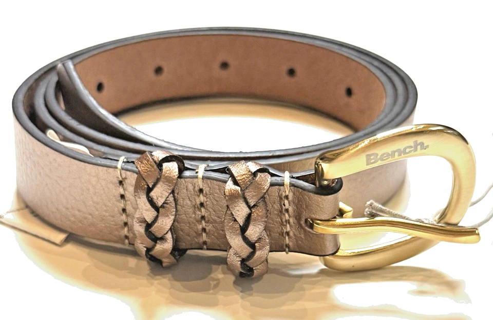 Cinturón Bench 100% Cuero Oro Rosa Detalle Trenzado Hebilla Dorada Para Mujer Talla M/L Nuevo Con Etiquetas Foto 2 de 4