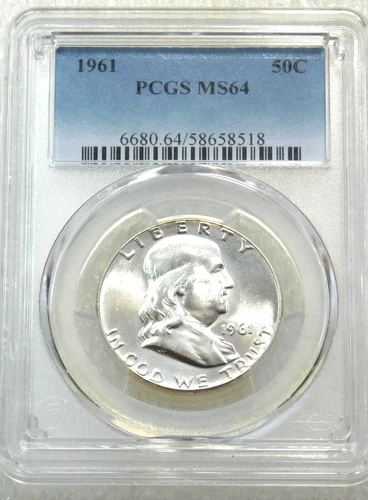 1961 Franklin Half Dollar PCGS MS64 95% FBL Frosty Just Graded New Holder #A292G