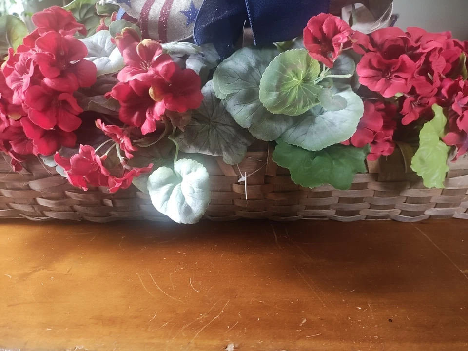 Artificial Summer Floral Centerpiece Geraniums July 4th - Image 3 of 3