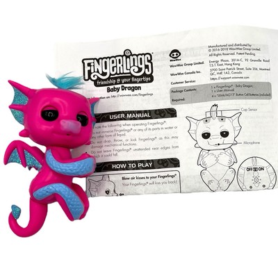 Fingerlings Interactive Bright Pink Blue Sandy Dragon WowWee with Instructions