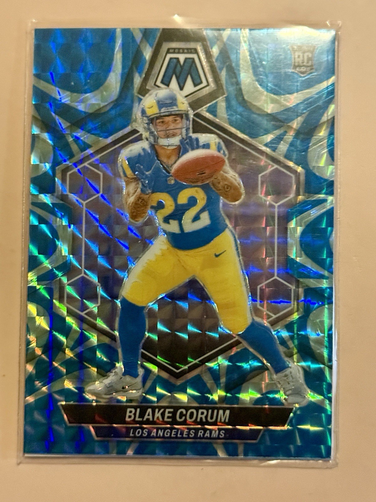 2024 Panini Mosaic - Rookies Blake Corum #368 Reactive Blue Mosaic Prizm (RC)