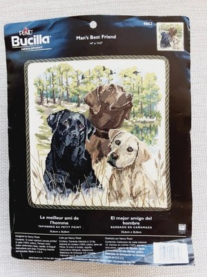 Nadelspitze Gobelin Kissen Canvas Kit Labradore Retriever Hunde NEU unbearbeitet