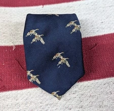 VINTAGE Robert Talbott Mark Fore Strike Tie Duck Fowl Print Blue Silk